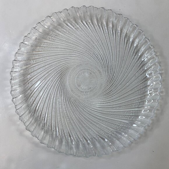 Arcoroc Seabreeze 2 Clear Glass 10" Dinner Plates Textured Swirl Pattern Vintage - Picture 2 of 7